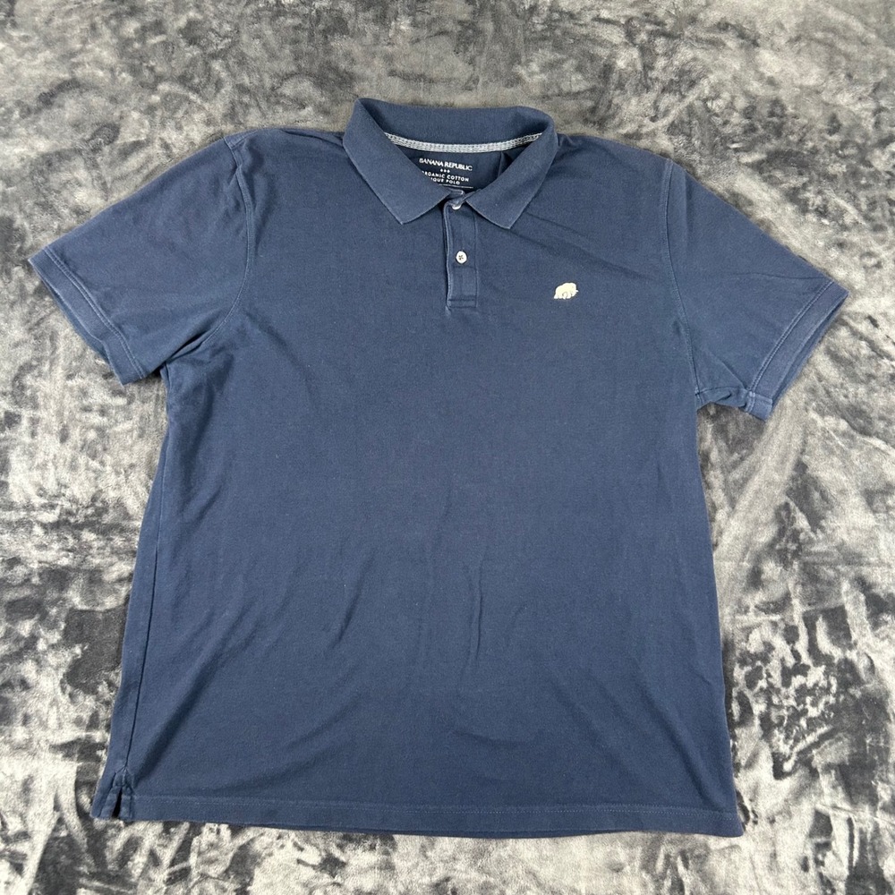 Banana Republic Pique Polo Mens‎ XL Navy Blue Organic Cotton Elephant Logo